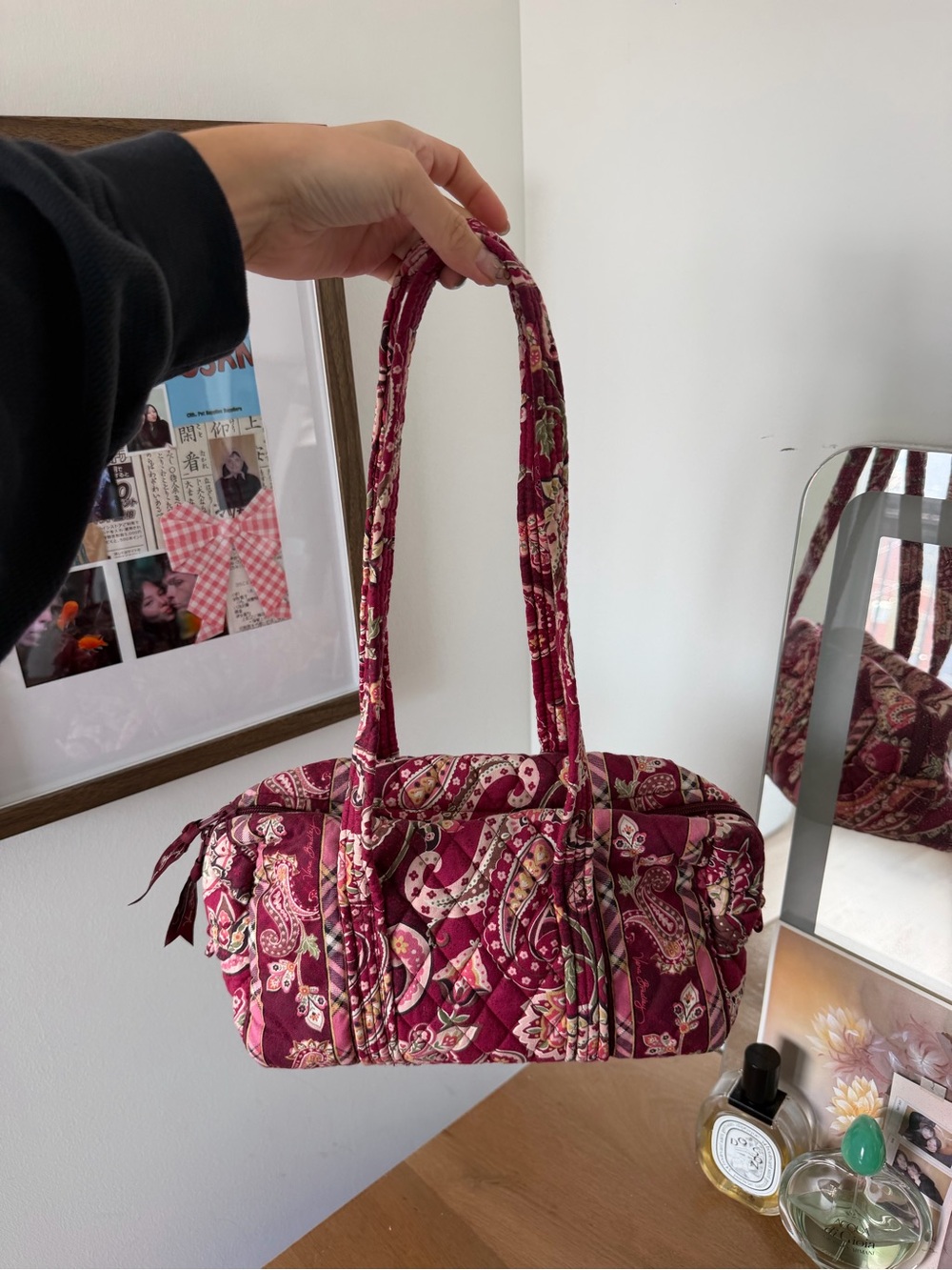 Vera Bradley Piccadilly Plum Mini Duffle Quilted Paisley Shoulder Bag
